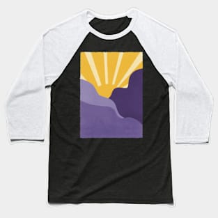 Purple Mountains and Sun Landscape Illustration Baseball T-Shirt